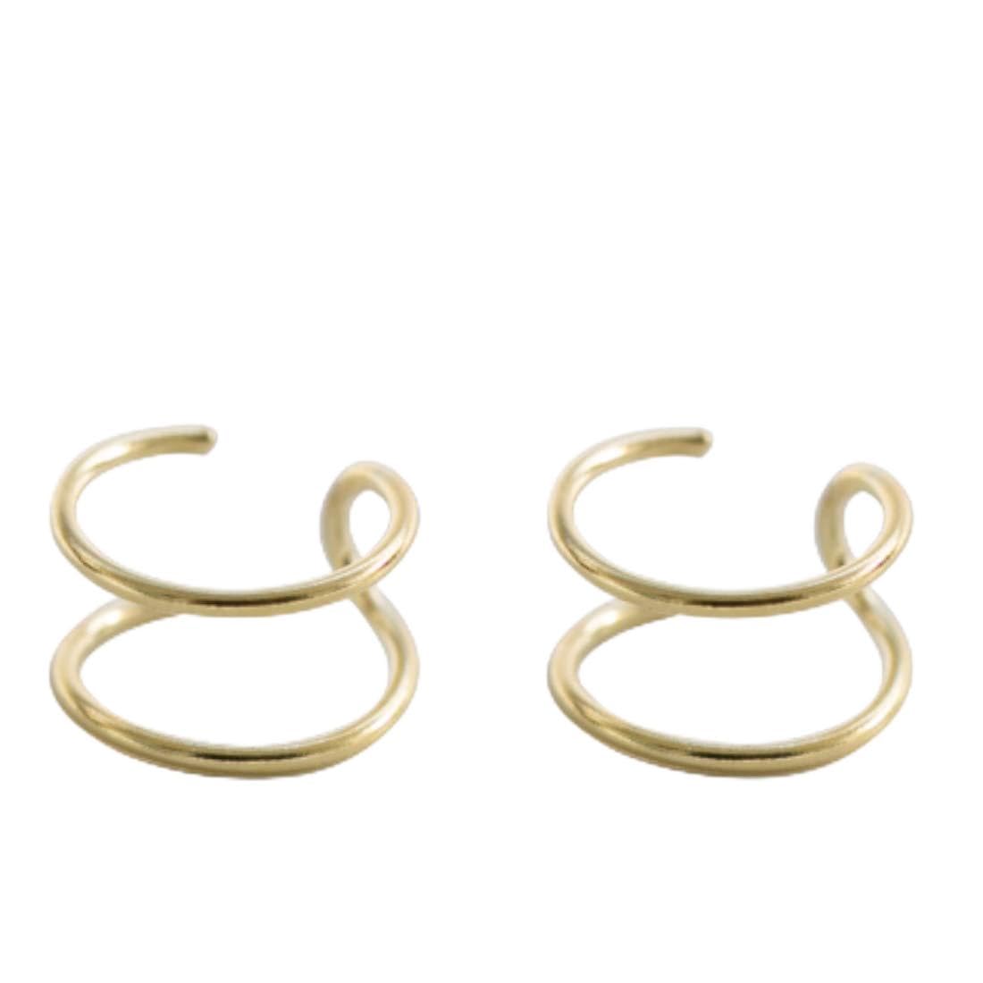 HOMEYU® 925 Sterling Silver Double Ear Cuff and Criss Cross Ear Cuffs No Piercing Fake Cartilage Earring
