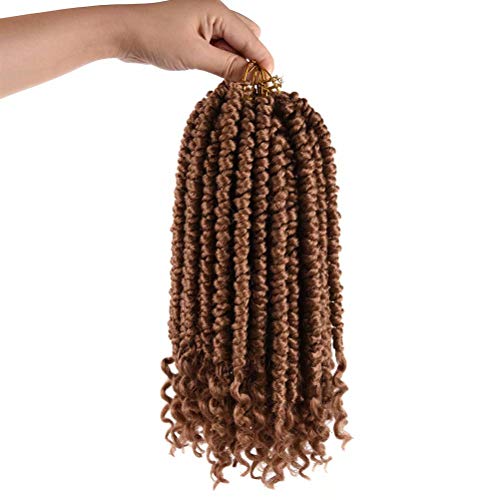 JulyQueen Honey Blonde Color 27 Crochet Spring Twist Braiding Hair 14Inch With Curly Ends Synthetic Pre Looped Crochet Braid Hair Extension 1 Pack/Lot