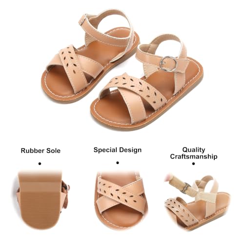 Image of Felix & Flora Toddler Girl Sandals - Little Girl Easter Dress Shoes Lightweight Open Toe Beach Holiday Flats
