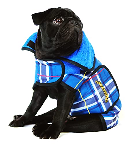 TAIL BLAZERS™ Premium Dog Drying Coat. Double Layer Microfibre Dry Robe with Car Safety D Ring. Towel Robe Pet Dryer Keep Dogs Dry and Warm. Camping and Beach Accessories. Machine Washable. M