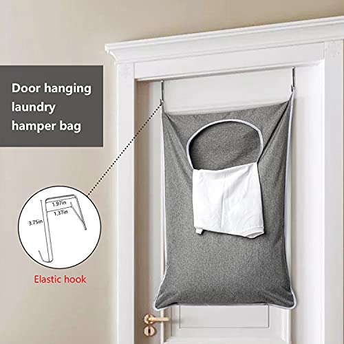 Anstrout Xl Hanging Laundry Hamper, Extra Large Tear-Resistance Door Hamper With 2 Types Hooks For Dirty Clothes, Save Bathroom Space Hanging Laundry Bag (36.5X 22 Inch ,Grey) #TOP6
