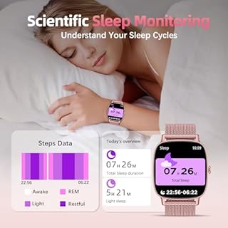 coioc Smartwatch Damen mit Telefonfunktion, 1.85 Zoll HD Fitnessuhr, 120+ Sportmodi, Herzfrequenz & Schrittzähler, IP68 Wasserdicht, kompatibel mit iOS & Android, rosa