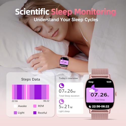 coioc Smartwatch Damen mit Telefonfunktion, 1.85 Zoll HD Fitnessuhr, 120+ Sportmodi, Herzfrequenz & Schrittzähler, IP68 Wasserdicht, kompatibel mit iOS & Android, rosa – Bild 4