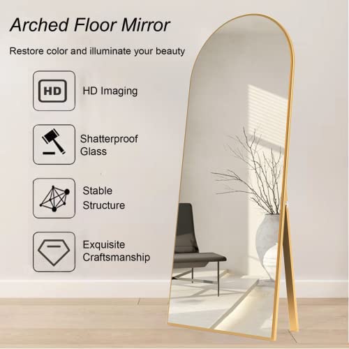 Neuweaby Arched Full Length Mirror 65"X22" Arch Floor Mirror With Stand Large Wall Mirror Full Body Mirror Gold Standing Hanging Or Leaning Against Wall For Bedroom Entry, Bedroom, Living Room #TOP4