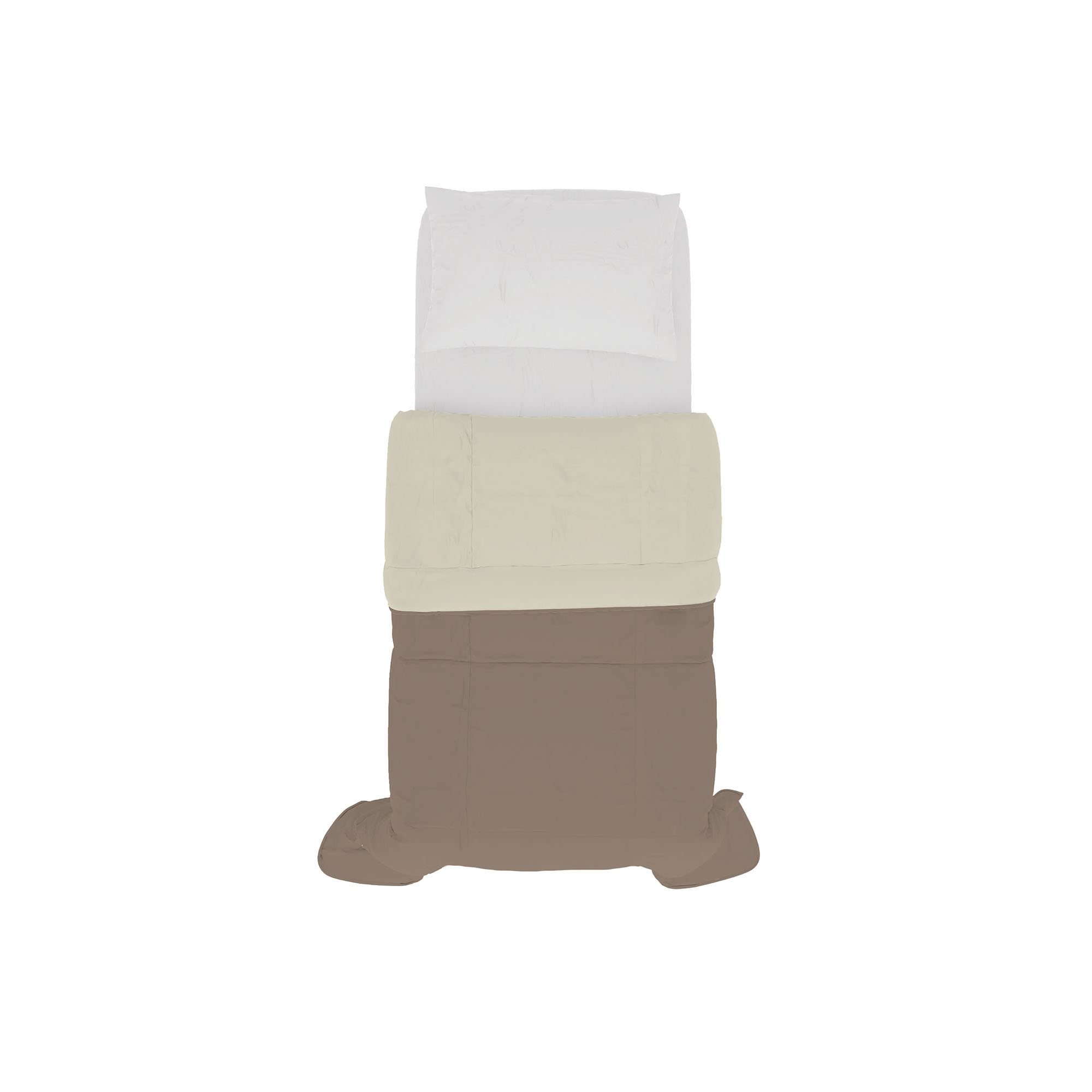 Italian Bed Linen SOGNI E CAPRICCI Two-Tone Summer Quilt, Turtledove/Cream 150 x 200 cm