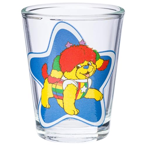 Image of Silver Buffalo Rainbow Brite 4 Piece Mini Glass Set Featuring Starlite, Twink, Rainbow Brite, and Puppy Brite, 1.5 Ounces