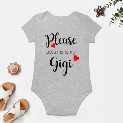 Please Pass Me To My Gigi Newborn Outfit Short Sleeve Girls Bodysuit White Newborn Baby Boy Clothes 0-3 Months4