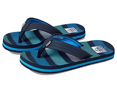 Image of REEF Kids' Ahi Beach Flip Flop, Soft Cushion Footbed, Water Friendly, Deep Sea Stripes, 4