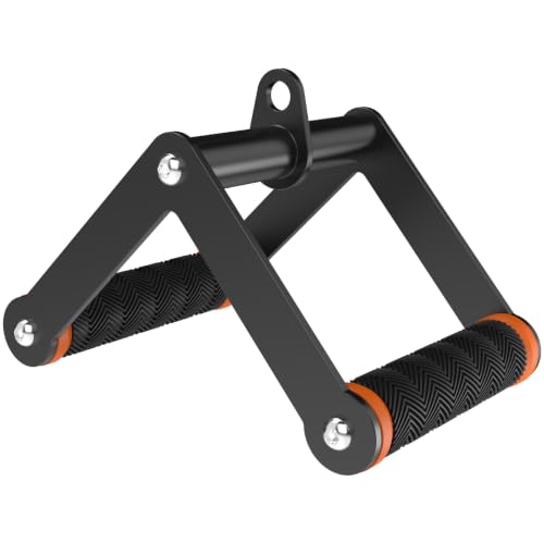 Fitarc Double D Row Handle Cable Attachment for Gym & Home Workouts V Bar Cable Attachment with Non-Slip Grips Orange