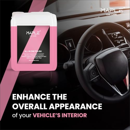 Image of Maple Car Care All in One Polish 5 Litre | Non-Greasy Dashboard & Interior Polish with UV Protection | Long-Lasting Shine for Plastic, Rubber & Vinyl Surfaces | Keeps Car Interiors Looking New Longer