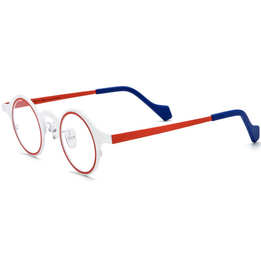 FONEX Colorful Pure Titanium Glasses Frame Women Retro Round Eyeglasses