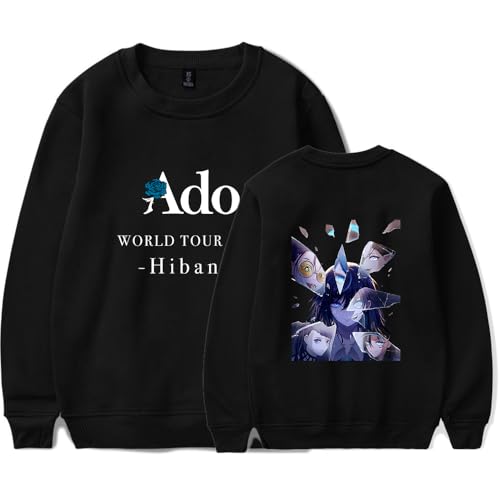 Ado Merch Hibana Tour 2025 - Sudadera de cuello redondo, informal, ropa unisex, Negro, 3XL