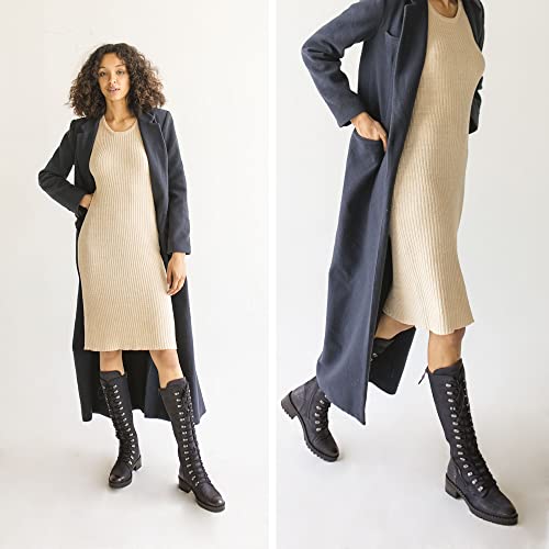 Vintage Foundry Womens Henrietta Handmade Mid-Calf Boots W Speed Hook Adjustable Lacing System Full Side Zipper Chunky Lug Platform Casual Motorcycle Military Biker Gothic Victorian Engineer Comic Con; Size 6.5 #TOP5