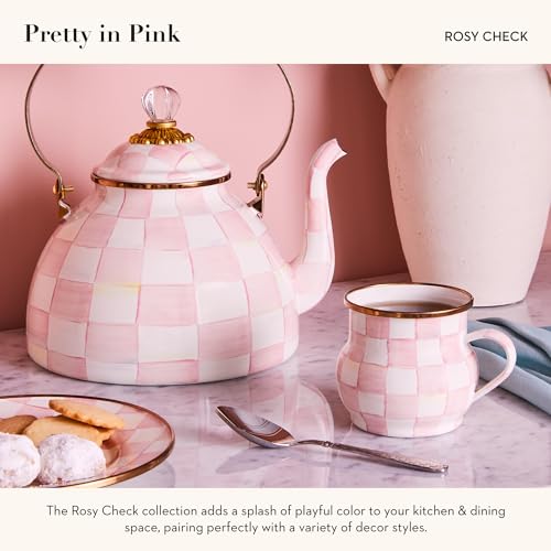 Image of MACKENZIE-CHILDS Enamel Mug Set, Pink-and-White Rosy Check