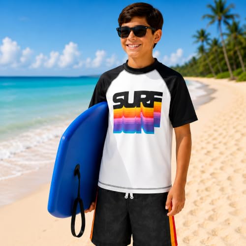Image of iXtreme Boys Swim Set - 2 Piece Rash Guard Short Sleeve Swim Shirt and Boys Swim Trunks for Infants Toddlers & Big Boys