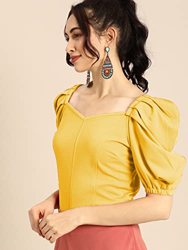 Image of Women's & Girl's Solid Short Sleeve Crop Top (LY-TopD6 Variation)