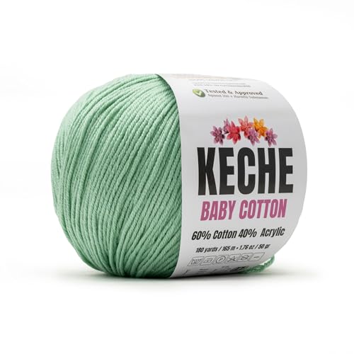 Image of Keche Baby Cotton, 60% Cotton 40% Acrylic Yarn, Soft Cotton Yarn for Crochet and Knitting, Amigurumi Yarn 1 Skein /Ball 1.76 Oz (50g) / 180 Yrds (165m) - Seafoam Green
