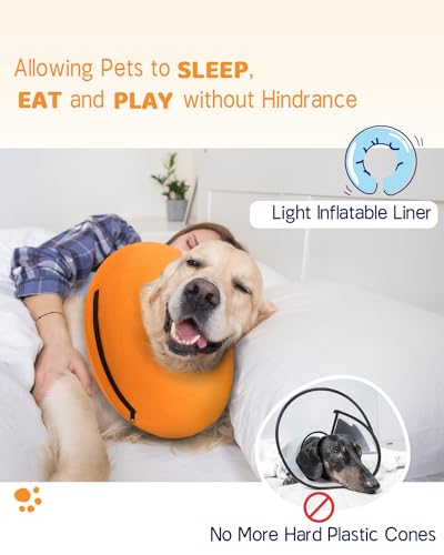 Image of Supet Inflatable Dog Cone Collar for Large Medium Small Dogs, Soft Cone Collar for Dogs Puppies Cats, E Collar Pet Cone Alternative After Surgery
