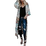 FRAUIT Damen Lange Sommer Kimono Cardigan Top Bluse Blumen Tops Bikini Cover Ups Bademode Bandage Vertuschen Bluse Beachwear