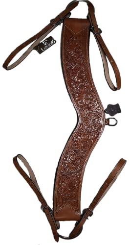 Lussoro Genuine Leather Beautiful Tooled Tripping Horse Collar With Cutout Cross Steer Breast Collar With Tooled #TOP13