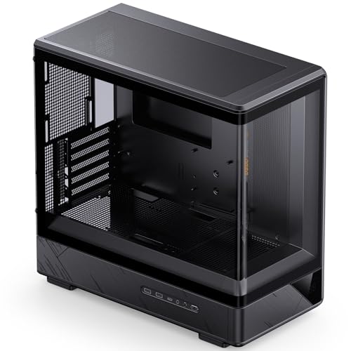 Image of JONSBO D200 Black Micto ATX PC Case,Digital Screen, One-Piece Curved Glass Desktop Design 270 Ultra-Wide View,ATX Power supply /Dual240 AIO,GPU<410mm,7 Fan Positions, Black