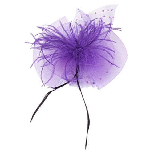 Uxcell Ladies Wedding Mesh Bowknot Veil Feather Hair Clip, Purple, 0.05 Pound