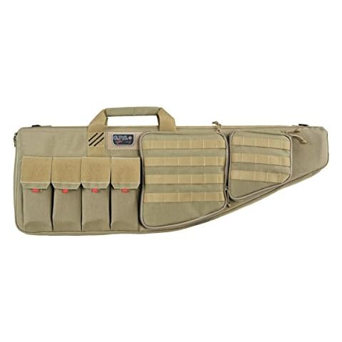 Pousutong G.P.S. 35" Tactical AR Padded Soft Rifle Case with External Handgun Case | Tan | Secure Durable Stain-Resistant Guns & Ammo Storage Range Bag with Shoulder Strap Cover