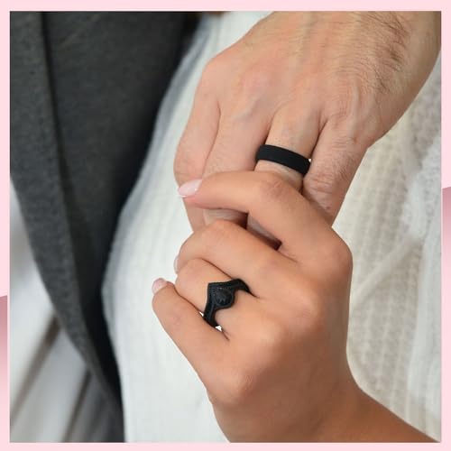 Rinfit Matching Silicone Rings For Couples - Silicone Wedding Bands Sets For Him And Her - His And Hers Ring - Patented Design - Pear thumb #1