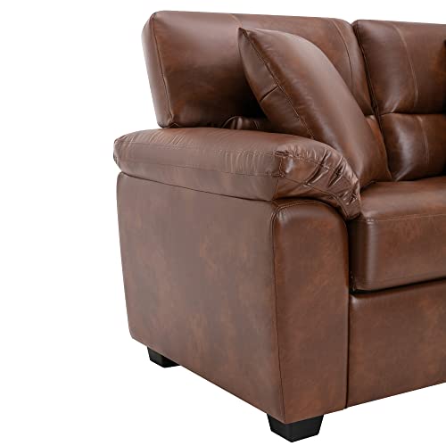 Morden Fort 2 Pieces Of Chair And Loveseat Pu Leather Couch Modern Living Room Furniture Set For Living Room, Apartment, Lounge Room (Brown) #TOP4