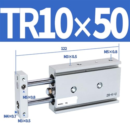 Vérin pneumatique double tige TR10 double effet course 50mm