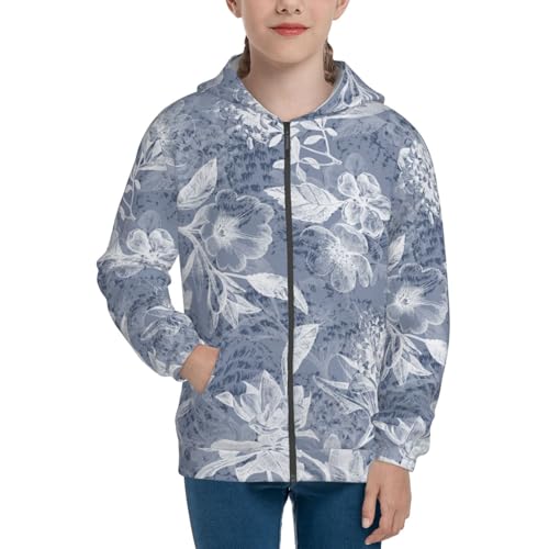 Abstract Beautiful Flower Kids Pullover Hoodies Boys Zip Up Sweatshirts Girls Athletic Clothes with Pocket3