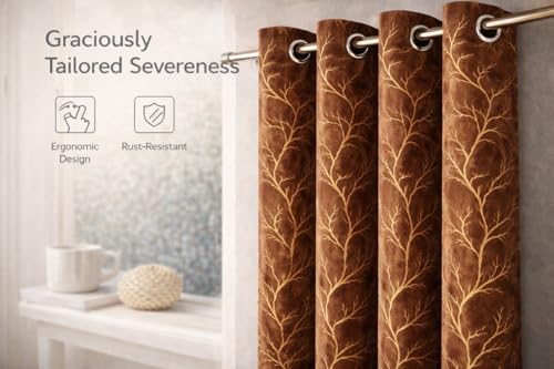 Image of Velvet 5 Feet Blackout Curtain Panels, 70% Light-Blocking Heavy Thermal Insulated Drapes Set of 1 (152 * 121cm, Coffee)