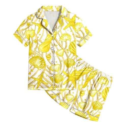 Toddler 𝐏𝐚𝐣𝐚𝐦𝐚 Set 2PCS Girls 𝐒𝐥𝐞𝐞𝐩𝐰𝐞𝐚𝐫 – Satin Silk Short Sleeve Button Down Shirt and Shorts Outfits2