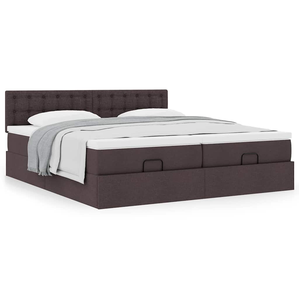 Ottoman Betten 180 x 200 cm, marrone scuro, spazio letto matrimoniale con materasso a molle insacchettate, 280 kg, robusto letto imbottito per camera da letto e camera degli ospiti