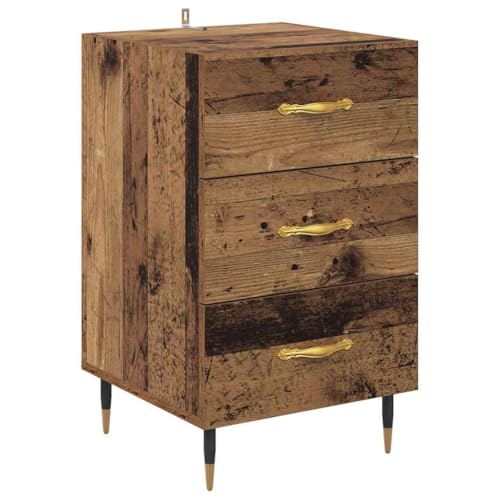 vidaXL Armario de Noche con cajón Madera Vieja 40 x 40 x 66 cm, Cabinetito Elegante para la Cama, mesita rústica, Unidad de Almacenamiento compacta, diseño de Madera