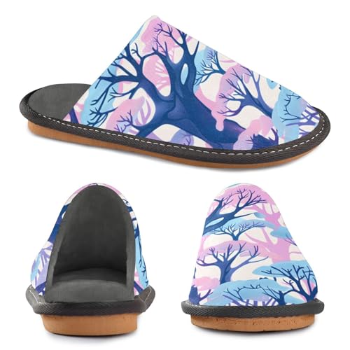 Slippers for Women Winter Trees in Purple Soft Fuzzy Women's Slippers Indoor and Outdoor Shoes2