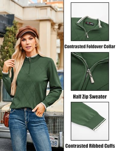 Image of JACK SMITH Quarter Zip Pullover Sweaters for Womens, Rib Polo Sweater Tops