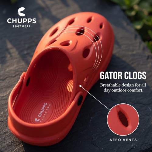 Image of CHUPPS Gator Clogs for Men | Lightweight EVA Clogs | Anti-Slip Sole | Cushioned Footbed | Breathable Ventilation | Adjustable Back Strap | Waterproof Casual Garden Clogs for Men