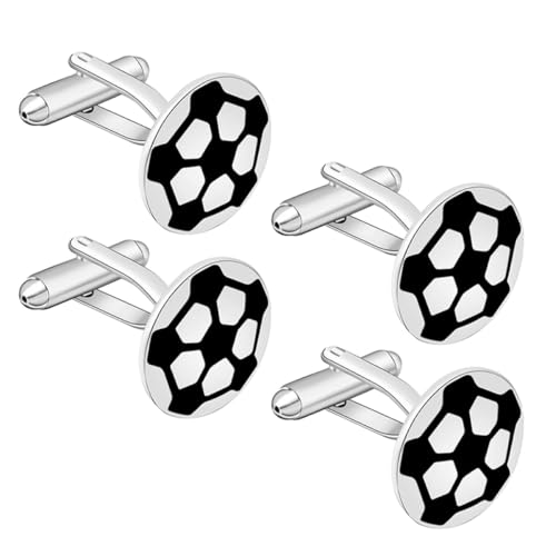 HEMOTON 4 Piezas Mancuernillas de Fútbol para Hombre miniatura 1