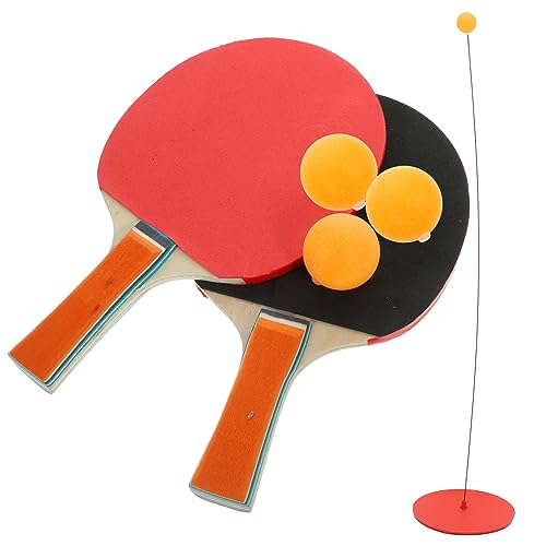 Mikikit 1Set Table Tennis Training Kit Elastic Shaft Racket for Beginners Material with Base for Indoor Practice Random Color Design
