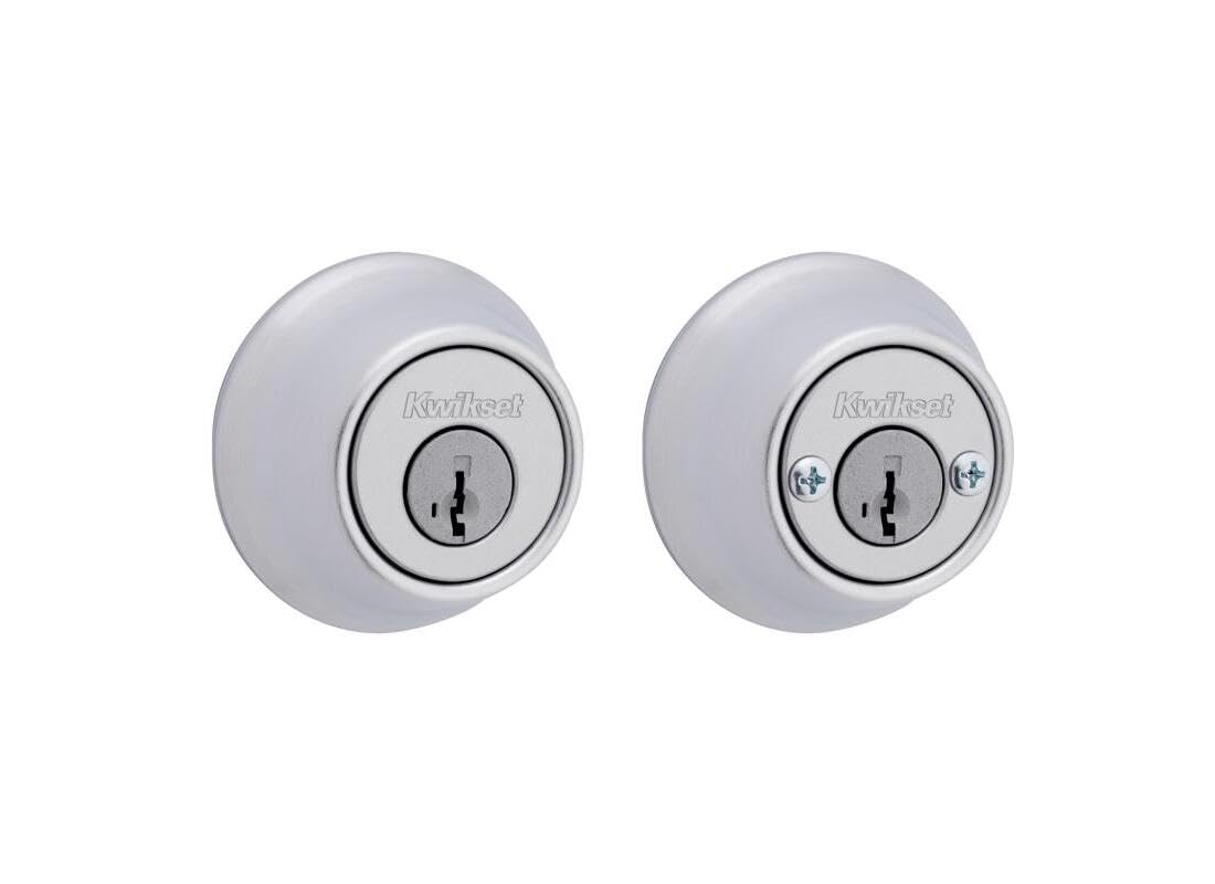 Kwikset SmartKey - Cerradura, Cerrojo de Seguridad, Pestillo Puerta, Doble Cilindro de Metal Cromado Satinado