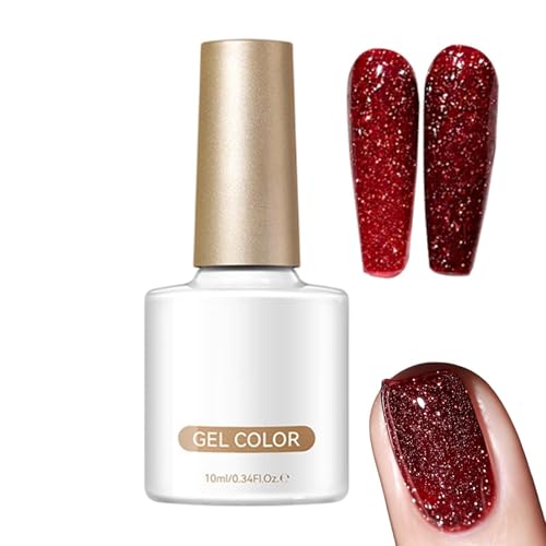 Esmalte de uñas de gel, 10 ml, color rojo, duradero, para manicura - Reflectante rojo oscuro para uñas, para casa, salón, cita, , día a día, eventos, Navidad, bodas