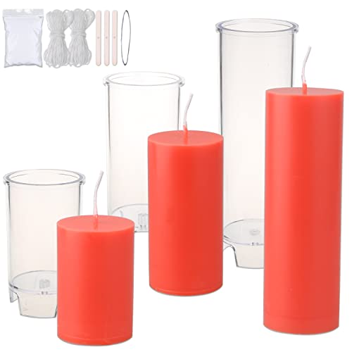 MILIVIXAY 3PCS Pillar Candle Molds - Plastic Cylinder Candle Mold Set for Candle Making-Candle...