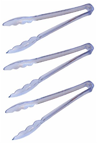 Set of 3 Clear Plastic Food Service Tongs. Dishwasher Safe
