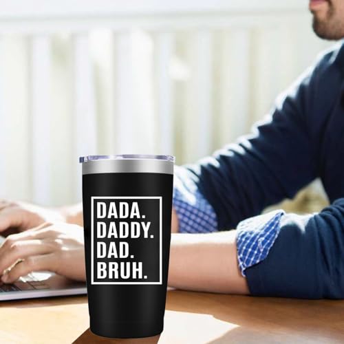 Fathers Day Gift for Dad from Daughter,Son,Dada Daddy Bruh,Christmas Birthday Gift for Dad,Stepdad,Husband,Grandpa,Papa Gifts,20oz Black Tumbler Mug - Image 3