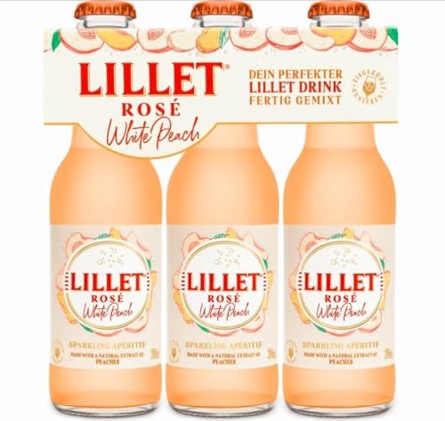 Individuelles Set mit Lillet Rose White Peach ready to drink Mischgetränk 3er Set - 3x 200ml (10,3% vol) - [Enthält Sulfite]