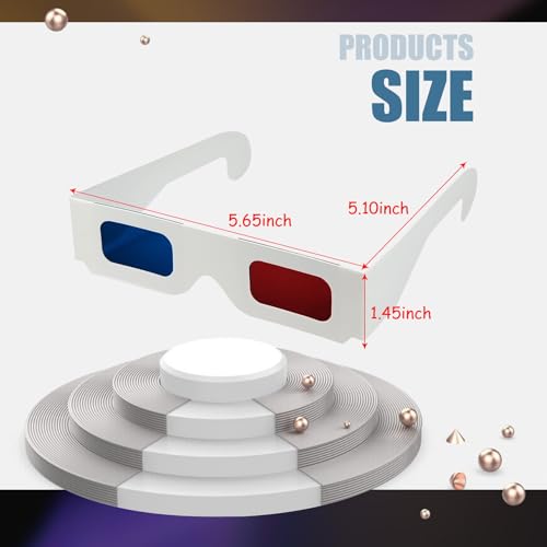 image for QIANCAIWANG 15 Pack 3D Paper Glasses for Movies, Blue and Red 3D Cardb