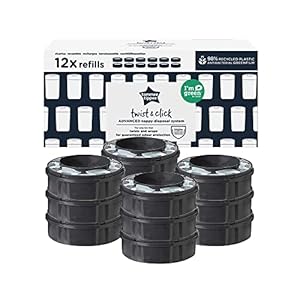 Tommee Tippee Twist and Click Advanced Nappy Bin Refill Cassettes, Sustainably Sourced Antibacterial GREENFILM, Pack of…