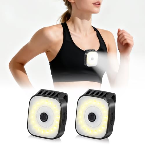Dokkita Lauflicht Joggen Clip USB, Lauflampe Joggen USB Clip 2 Stück, Jogging Licht mit 4 Licht Modus, LED Clip Lampe Sicherheitslicht Für Joggen,...