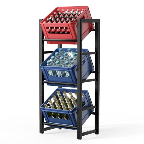 jockcaras Getränkekistenregal für 3 Getränkekisten - Schwarz...